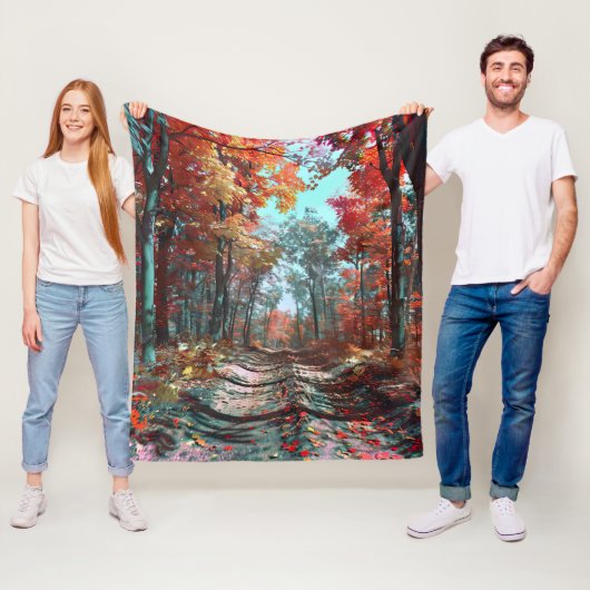 Der Herbst erstreckt sich über Wälder mit roten Bl Fleecedecke (Beispiel)