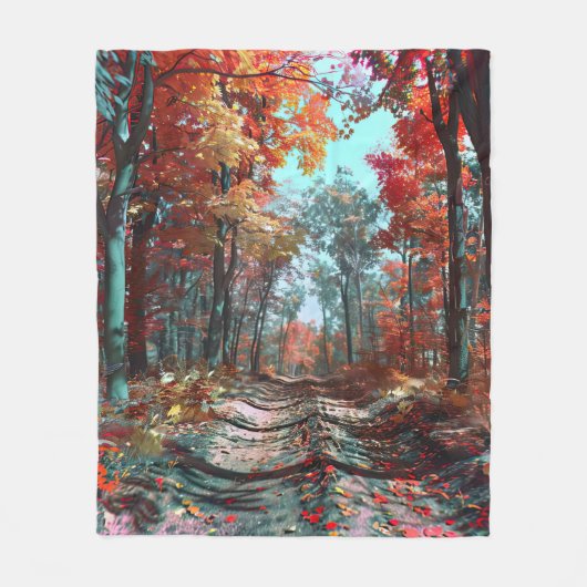 Der Herbst erstreckt sich über Wälder mit roten Bl Fleecedecke (Vorderseite)