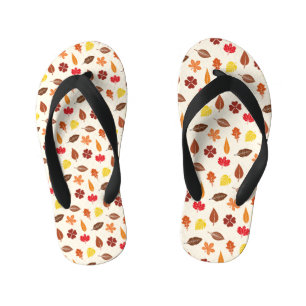 Der Herbst fällt Blätter auf einen Creme-Hintergru Kinderbadesandalen