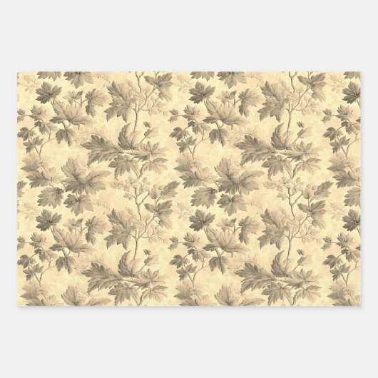 Der Herbst hinterlässt das moderne Toile de Jouy M Geschenkpapier Set (Vorderseite 3)