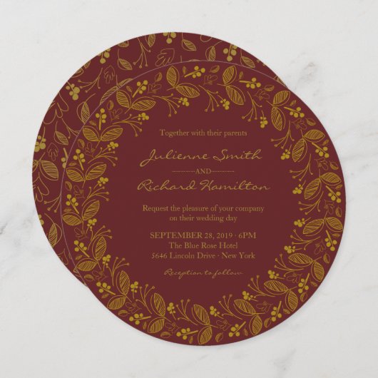 Der Herbst hinterlässt romantische Hochzeit im Her Einladung (Vorne/Hinten)