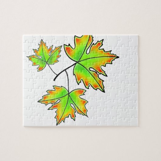 Der Herbst hinterlässt rote, orangefarbene Blätter Puzzle (Horizontal)