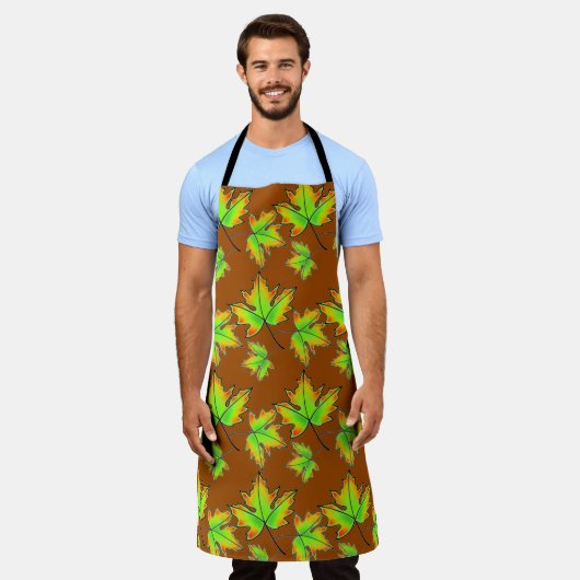 Der Herbst hinterlässt rote, orangefarbene Blätter Schürze (Getragen)