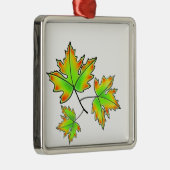 Der Herbst hinterlässt rote, orangefarbene Blätter Silbernes Ornament (Rechts)