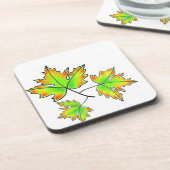 Der Herbst hinterlässt rote, orangefarbene Blätter Untersetzer (Linke Seite)