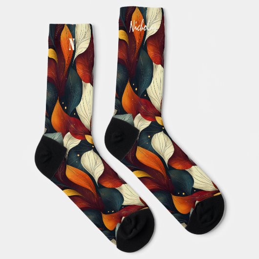 Der Herbst hinterlässt Socken in Burgund, Gold und (Rechts)