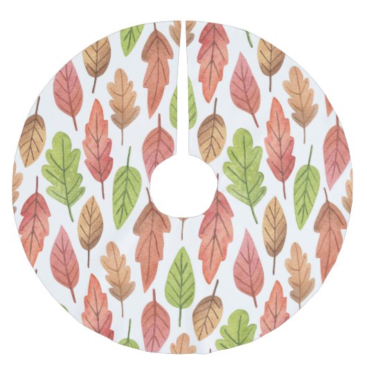 Der Herbst hinterlässt Wasserfarbe: Naturmuster. Polyester Weihnachtsbaumdecke (Vorderseite)