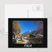 Der Herbst in den Dolomiten in Italien - schwarze  Postkarte (Vorne/Hinten)