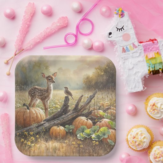 Der Herbst in einem Kürbispflaster Pappteller (Party)