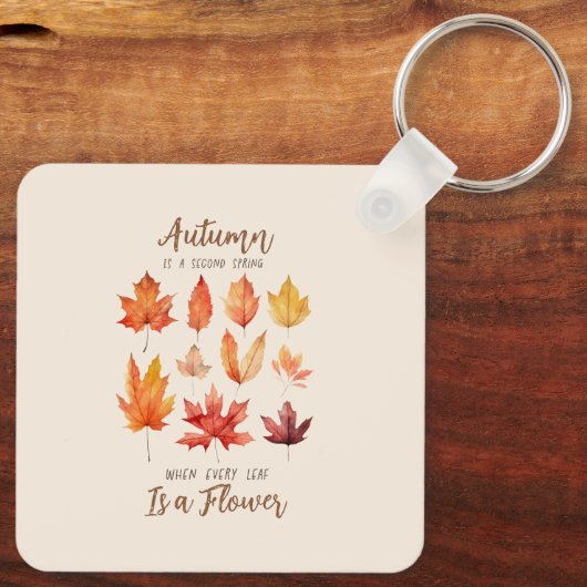 Der Herbst ist der zweite Frühling - Herbstlaub Schlüsselanhänger (Rückseite)