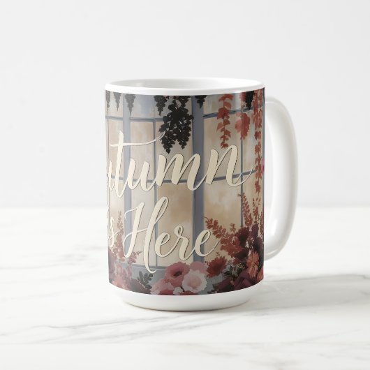 Der Herbst ist hier Blumenmuster-Kunst Kaffeetasse (VorderseiteRechts)