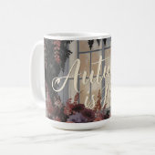 Der Herbst ist hier Blumenmuster-Kunst Kaffeetasse (Vorderseite Links)