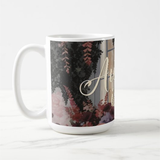 Der Herbst ist hier Blumenmuster-Kunst Kaffeetasse (Links)