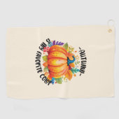 Der Herbst ist meine Lieblingsfarbe - Kürbiskugel Golfhandtuch (Horizontal)