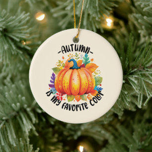 Der Herbst ist meine Lieblingsfarbe - Kürbiskugel Keramik Ornament