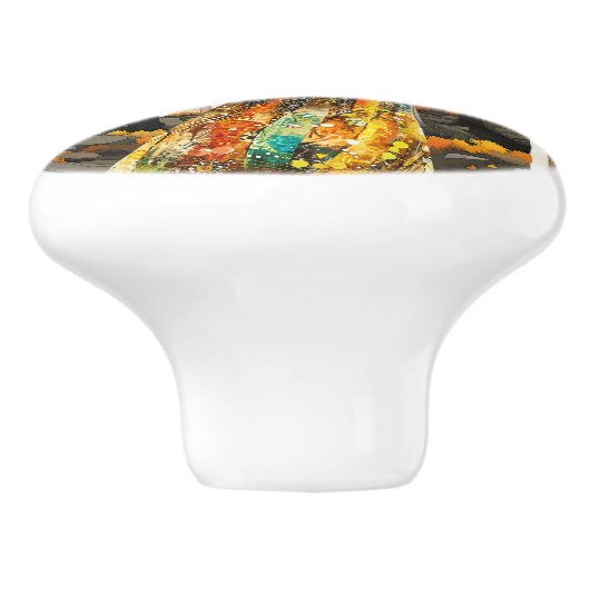 Der Herbst kommt Keramikknauf (Seitenansicht)