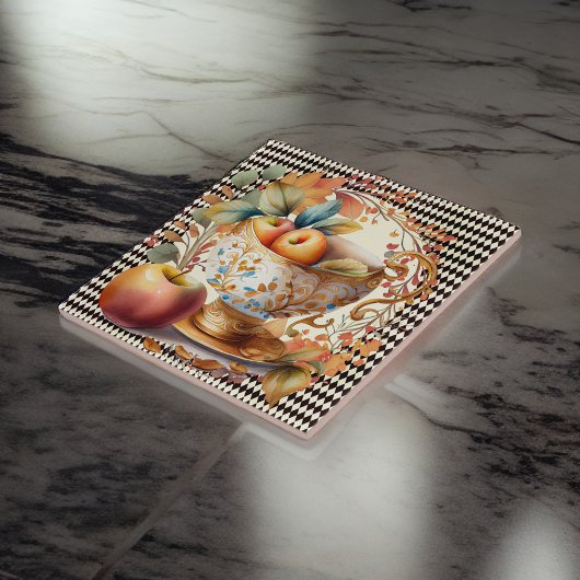 Der Herbst lässt Apple Cider & Cup auf schwarzem H Fliese