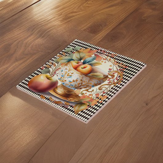 Der Herbst lässt Apple Cider & Cup auf schwarzem H Fliese