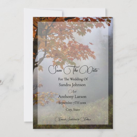 Der Herbst lässt eine rustikale Hochzeit das Datum Save The Date (Vorderseite)