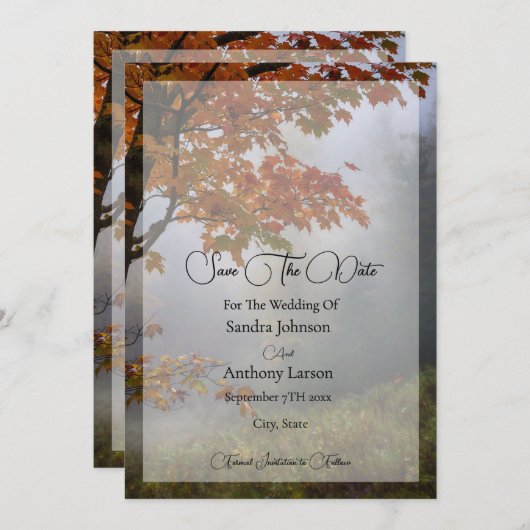 Der Herbst lässt eine rustikale Hochzeit das Datum Save The Date (Vorne/Hinten)