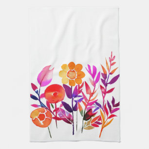 Der Herbst lässt Florals Wasserfarben weiß Geschirrtuch