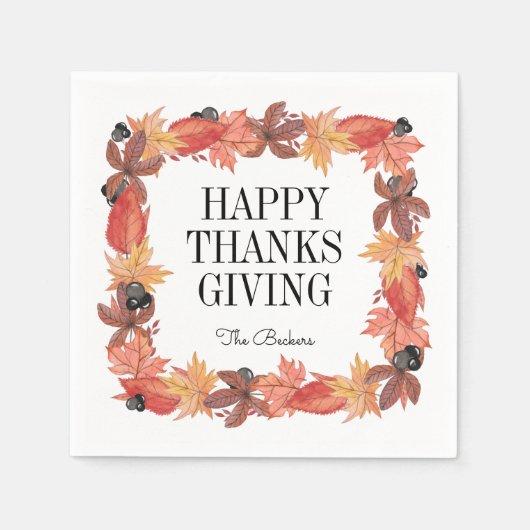 Der Herbst lässt glückliches Erntedankbuch Napkin Serviette (Vorderseite)