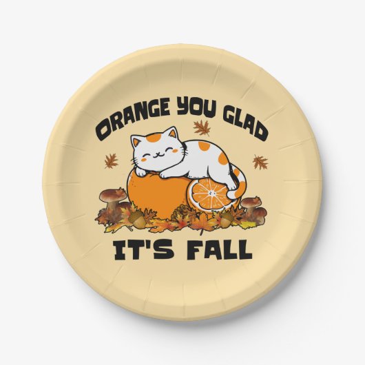 Der Herbst lässt Orange Sie Glad Es ist Fall Funny Pappteller (Vorderseite)