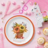 Der Herbst lässt Sonnenblumen in der Holzbügel dan Pappteller (Party)