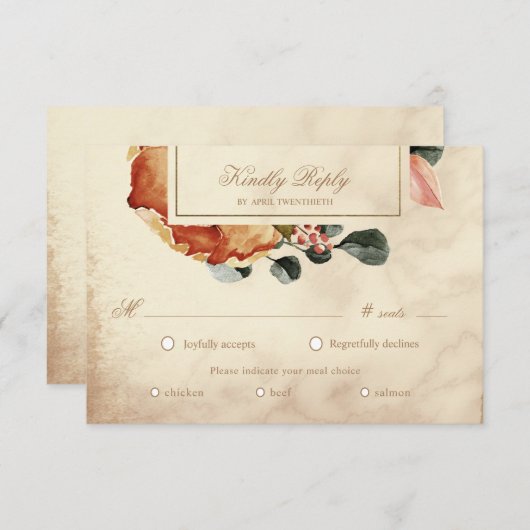 Der Herbst spürt eine elegante Blumenkarte mit UAW RSVP Karte (Vorne/Hinten)