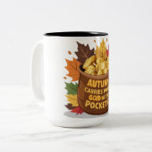 "Der Herbst trägt mehr Gold in seinen Taschen Zweifarbige Tasse (Vorderseite Links)