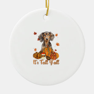 Der Herbst Y'all Dackel Hund Fall Scarf Herbst Pum Keramik Ornament