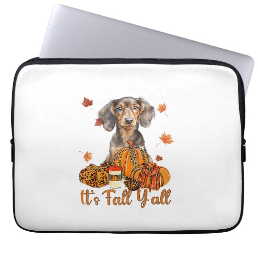 Der Herbst Y'all Dackel Hund Fall Scarf Herbst Pum Laptopschutzhülle (Vorderseite)