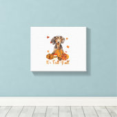 Der Herbst Y'all Dackel Hund Fall Scarf Herbst Pum Leinwanddruck (Insitu (Holzboden))