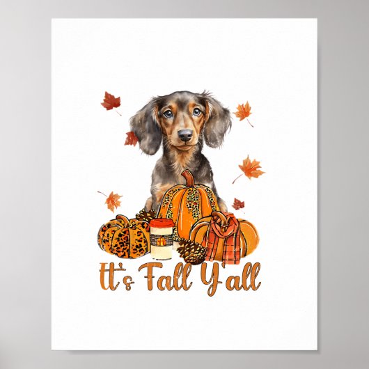 Der Herbst Y'all Dackel Hund Fall Scarf Herbst Pum Poster (Vorne)