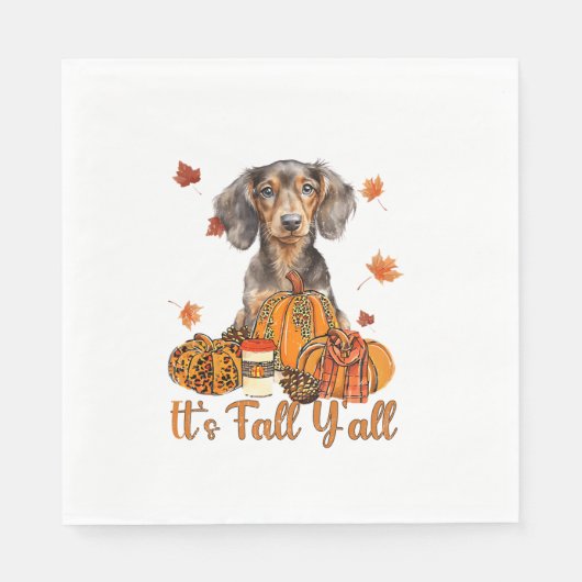 Der Herbst Y'all Dackel Hund Fall Scarf Herbst Pum Serviette (Vorderseite)
