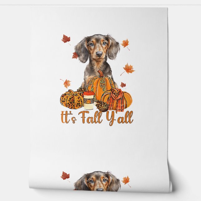 Der Herbst Y'all Dackel Hund Fall Scarf Herbst Pum Tapete (Abrollen)