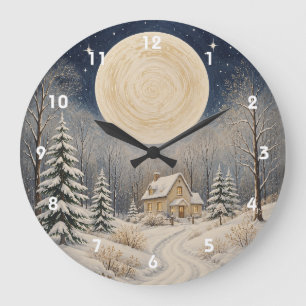 Der Herd von Winters Glanz Große Wanduhr