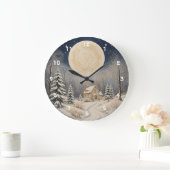 Der Herd von Winters Glanz Große Wanduhr (Zuhause)