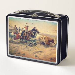 Der Herdverlassende (von C. M. Russell, ca. 1897) Metall Brotdose