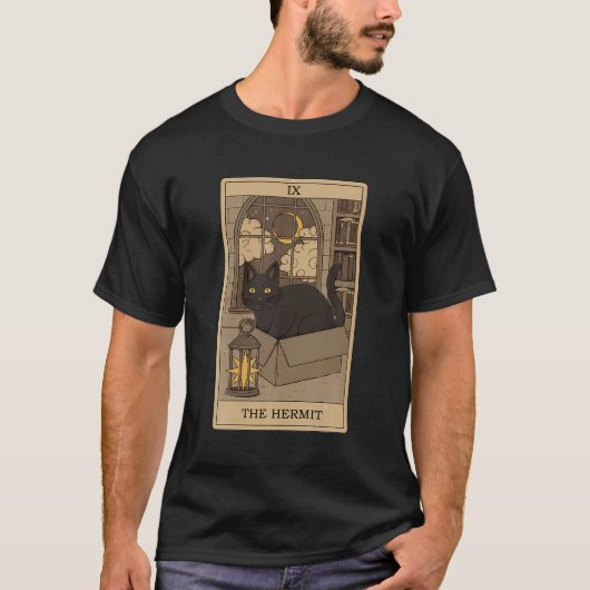 Der Hermit Black Cat Tarot Card Reader Gothic Occu T-Shirt (Vorderseite)