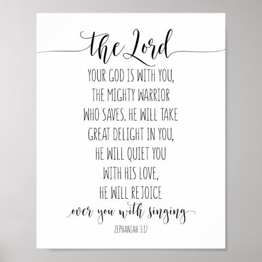 Der Herr, dein Gott ist bei dir, Zephaniah 3:17 Poster (Vorne)