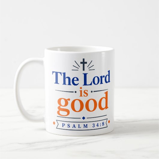 Der Herr ist gut - modernes Bibelzitat Kaffeetasse (Links)