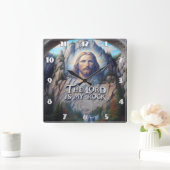 Der Herr ist mein Felsen: Jesus in heiliger Schrif Quadratische Wanduhr (Zuhause)