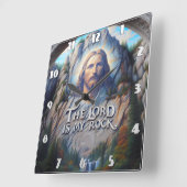Der Herr ist mein Felsen: Jesus in heiliger Schrif Quadratische Wanduhr (Winkel)
