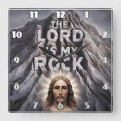 Der Herr ist mein Felsen: Psalm 18:2 Quadratische Wanduhr (Vorderseite)