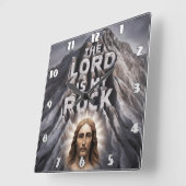 Der Herr ist mein Felsen: Psalm 18:2 Quadratische Wanduhr (Winkel)