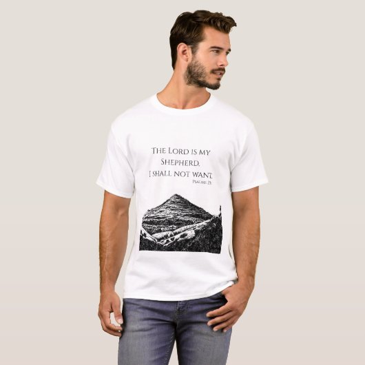 Der Herr ist mein Hirte, ich werde nicht Gewollt. T-Shirt (Vorne ganz)