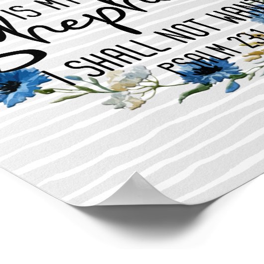 Der Herr ist mein Hirte | Psalm 23:1 Bibelverse Poster (Ecke)