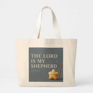 Der Herr ist mein Hirte Psalm 23:1 Blau Grau Jumbo Stoffbeutel