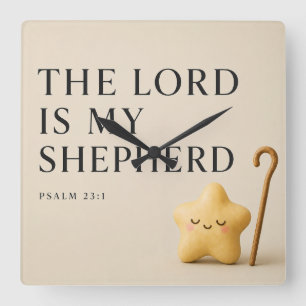 Der Herr ist mein Hirte Psalm 23:1 Creme Quadratische Wanduhr